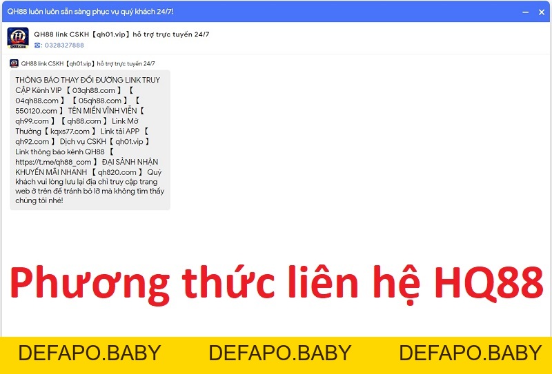 Liên Hệ HQ88 - Dịch Vụ Hỗ Trợ Nhanh Chóng 24/7 - defapo
